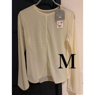 ユニクロ(UNIQLO)のユニクロ　マメ　Mame Kurogouchi シアークルーネックTシャツ　M(カットソー(長袖/七分))