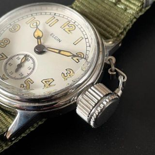 エルジン(ELGIN)の【超希少】ELGINエルジン 腕時計 手巻き ミリタリー フロッグマン 白文字盤(腕時計(アナログ))