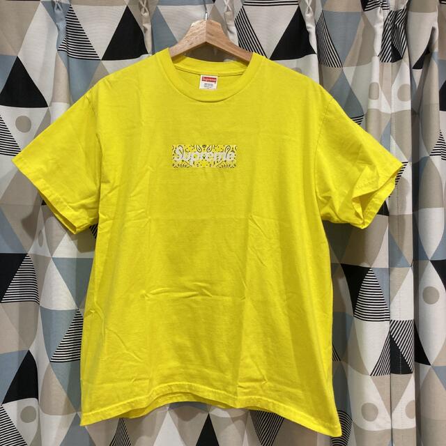 supreme BOXロゴTシャツ 半袖 ペイズリー バンダナ柄 黄色