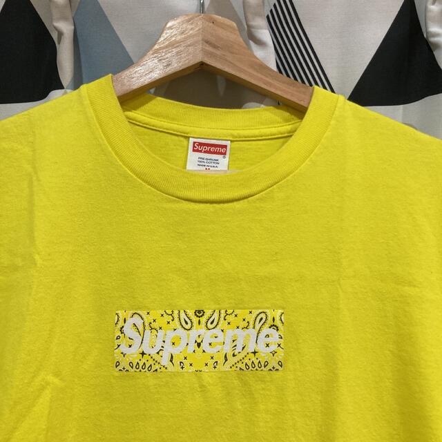 supreme BOXロゴTシャツ 半袖 ペイズリー バンダナ柄 黄色