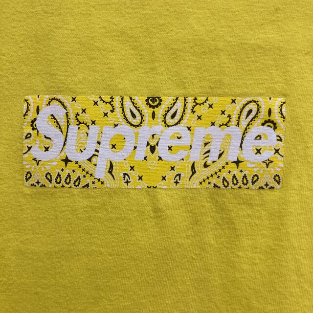 supreme BOXロゴTシャツ 半袖 ペイズリー バンダナ柄 黄色