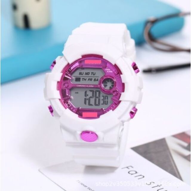 新品 メンズ レディース&ボーイズ ガールズ 腕時計デジタル多機能LEDピンク レディースのファッション小物(腕時計)の商品写真