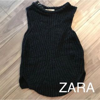 ザラ(ZARA)のZARA ザラ　ニット　ビジュー付きノースリーブセーター　ベスト(ニット/セーター)