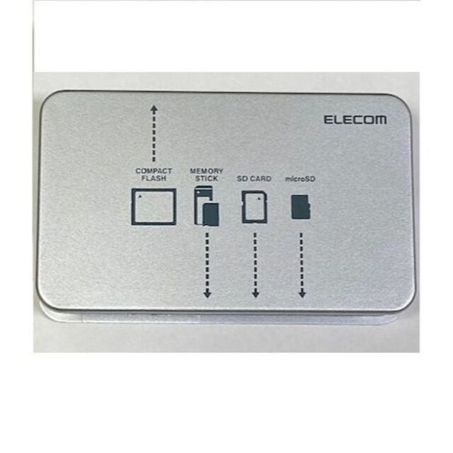 ELECOM(エレコム)のUSB カードリーダライタ SD MS CF 対応 USBケーブル付 シルバー スマホ/家電/カメラのPC/タブレット(PC周辺機器)の商品写真