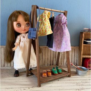 Doll用折りたたみハンガーラック ブラウン Lサイズ(その他)