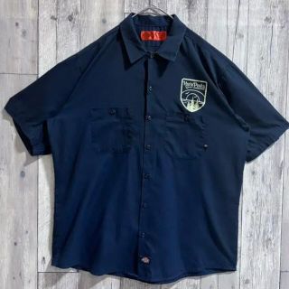 ディッキーズ(Dickies)のXLサイズ　USA古着　Dickies ワークシャツ　企業ロゴ　キャンプ(シャツ)