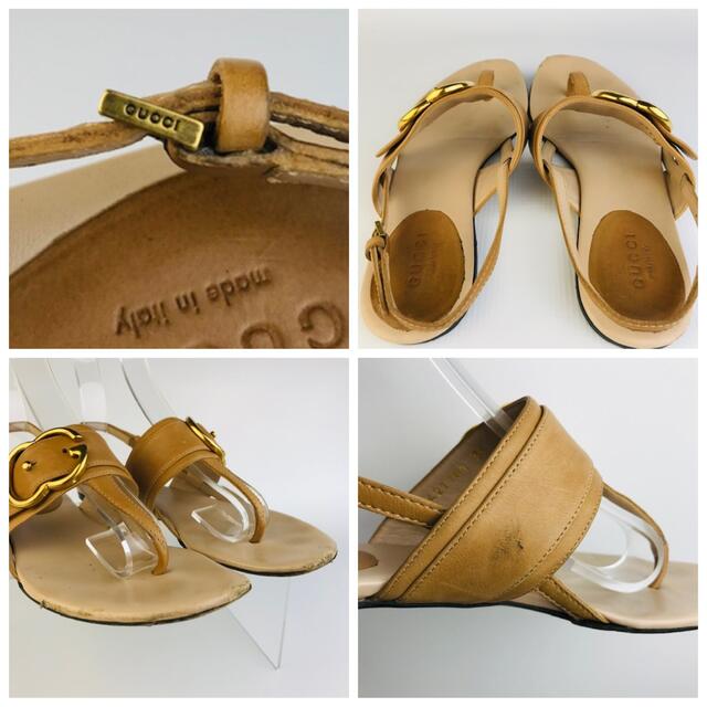 GUCCI - GUCCI☆レザー G金具ベルト付 フラットトングサンダル GUCCI - GUCCI☆レザー G金具ベルト付 フラットトングサンダル
