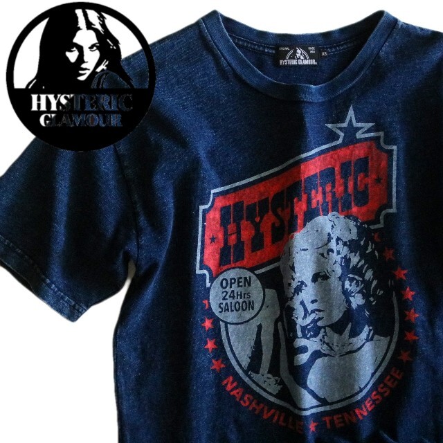 【HYSTERIC GLAMOUR】美品 半袖Tシャツ M相当 インディゴ染め☆