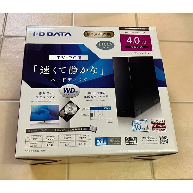 IODATA(アイオーデータ)の【中古】アイオーデータ I・O DATA HDD 4TB HDCL-UTE4K スマホ/家電/カメラのテレビ/映像機器(その他)の商品写真