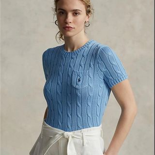 RALPH LAUREN ケーブルニット 半袖セーター ショートスリーブ