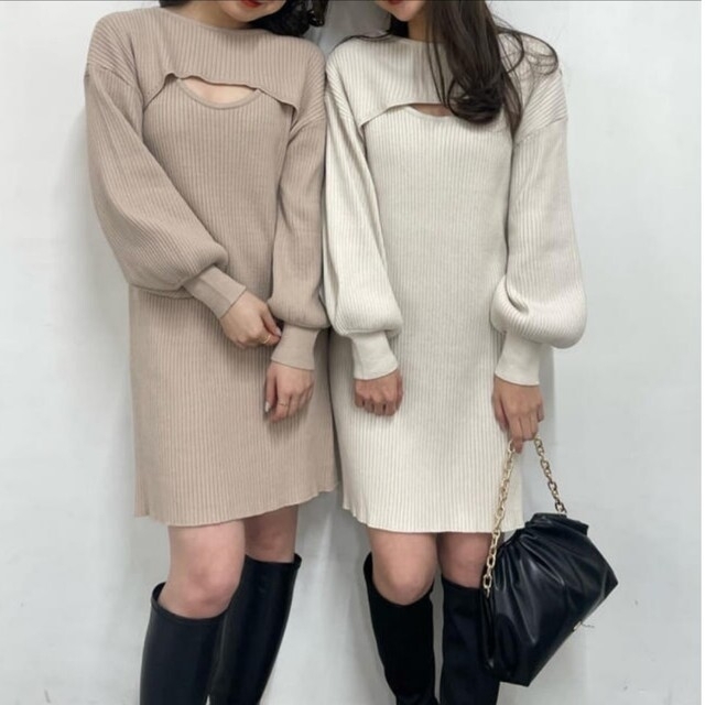 可愛い♡本日限定値下げ★新品タグ付♡Chicoショート丈ニットミニワンピSET