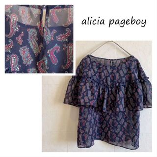alicia pageboy ペイズリー　カットソー　ネイビー　ブラウス(シャツ/ブラウス(半袖/袖なし))