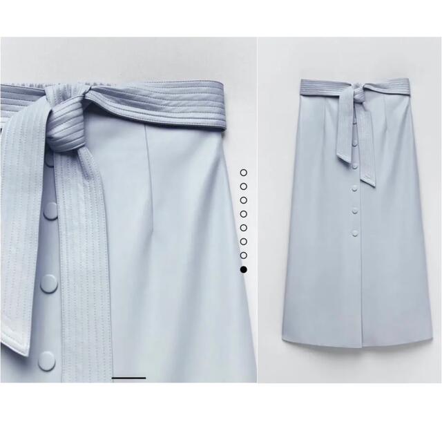 【新品未使用】ZARA フェイクレザー ブルースカート M トップスセットもOK