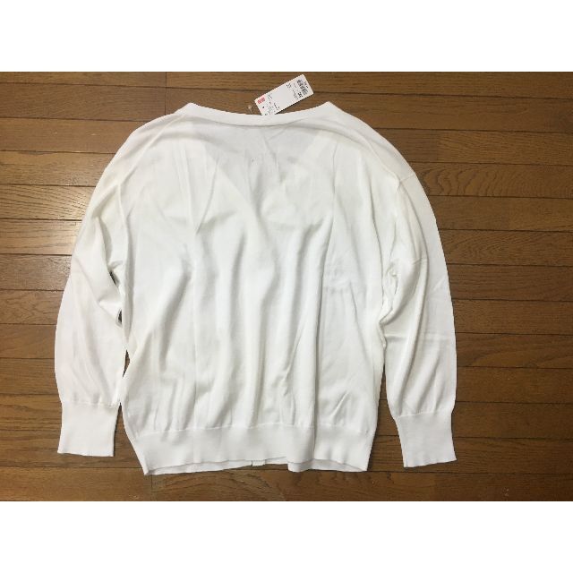 UNIQLO(ユニクロ)のJ079★新品 春 UVカット スーピマコットン カーディガン3XL 白 洗える レディースのトップス(カーディガン)の商品写真