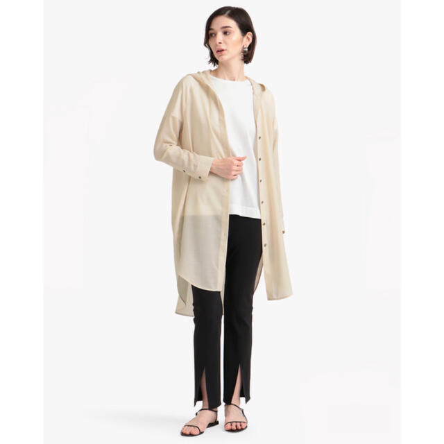 Theory luxe 21aw フード付きチュニックシャツブラウス ベージュ-