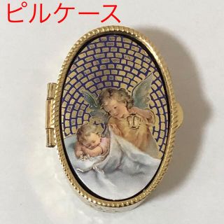 金属 ピルケース 薬入れ 小物入れ イタリア 絵画 天使 アンティーク(その他)