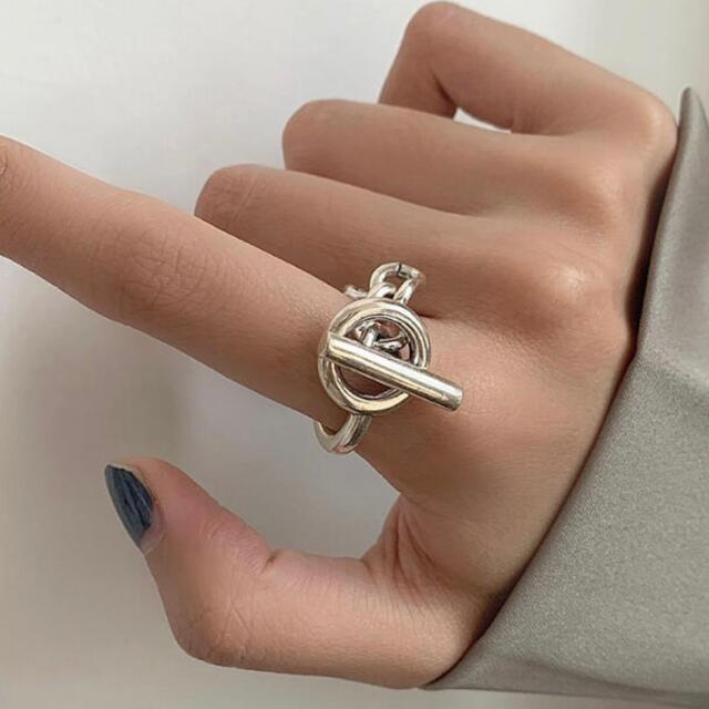 シルバーアクセサリー シルバーリング オシャレ 韓国 ごつめ チェーンリング | フリマアプリ ラクマ
