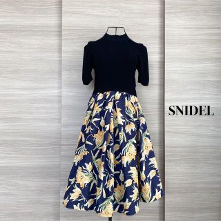 スナイデル(SNIDEL)のSNIDEL スナイデル チューリッププリントニットコンビワンピース(ひざ丈ワンピース)