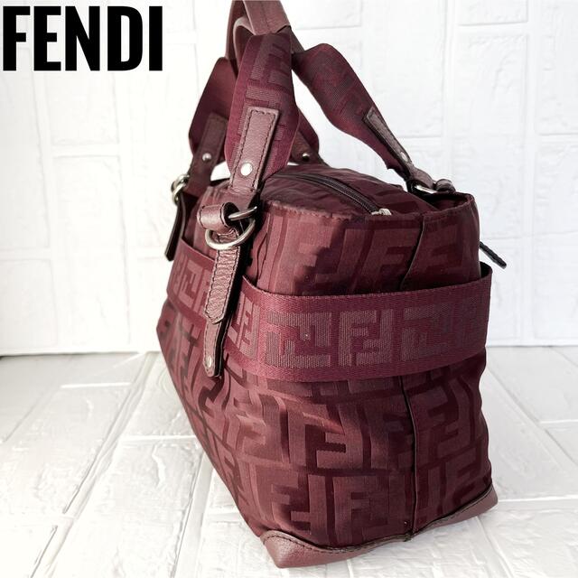 FENDI フェンディズッカ柄ナイロンレザーハンドバッグ | www