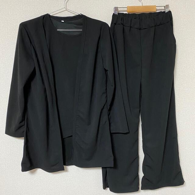 パンツスーツ フォーマル  3点セット　レディース　ブラック　2XL 3L レディースのフォーマル/ドレス(その他ドレス)の商品写真
