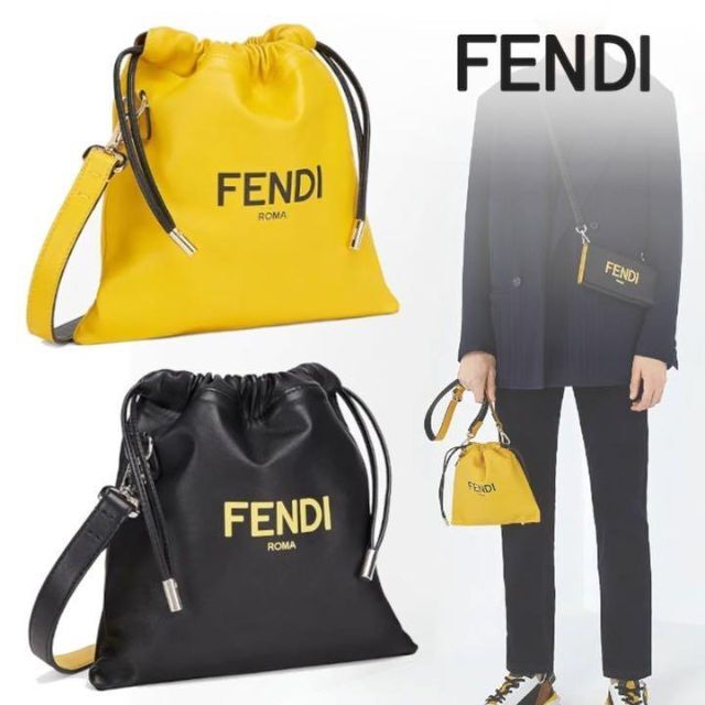 FENDI レザー バッグ ショルダー　フェンディ　巾着袋　ユニセックス
