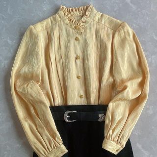 サンタモニカ(Santa Monica)のused レトロ フリルネック ブラウス 古着 ヴィンテージ vintage(シャツ/ブラウス(長袖/七分))