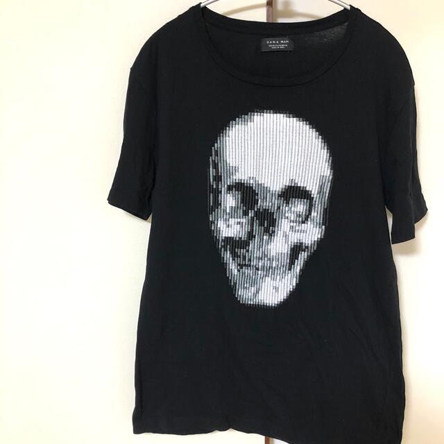 ZARA(ザラ)のZARA ザラ　スカル　刺繍Tシャツ　黒　ブラック　メンズM used 美品 メンズのトップス(Tシャツ/カットソー(半袖/袖なし))の商品写真