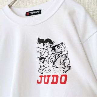 レア　美品　TSURUMI　半袖Tシャツ　柔道イラスト　ホワイト　白　アニメ(Tシャツ/カットソー(半袖/袖なし))