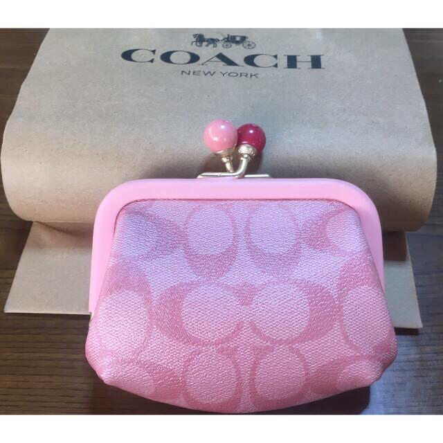 訳あり☆COACH コーチ キスロック ピンク コインケース がま口財布