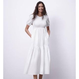 ザラ(ZARA)のZARAザラ完売品ポプリンパネルミディワンピースS(ロングワンピース/マキシワンピース)