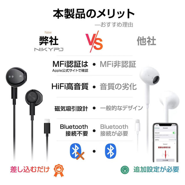 57%OFF!】 iphone イヤホン 有線 Apple社 MFi正規認証品 磁気設計 iphone イヤホン 磁気設計 高音質