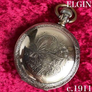 エルジン(ELGIN)の【堂々のフォルム！1911年エルジン懐中時計】18Sゴールド手巻きハンター稼働品(その他)