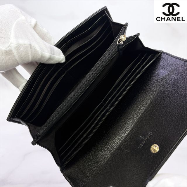 超美品　CHANEL　カーフスキン　デカココ　フラップ　長財布