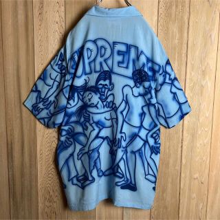 SUPREME　半袖シャツ 総柄　黒色　レーヨン　シュプリーム　ディープスペース