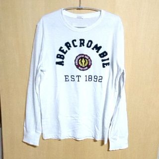 アバクロンビーアンドフィッチ(Abercrombie&Fitch)のアバクロンビー&フィッチ Ｌサイズ 白  ロング Tシャツ 長袖(Tシャツ/カットソー(七分/長袖))