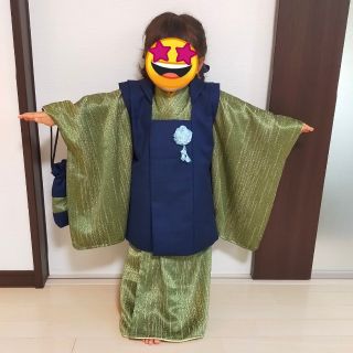 新品☆ 七五三 ３歳 着物セット 〜着物＋被布＋長襦袢＋バッグ～ 男の子用(和服/着物)