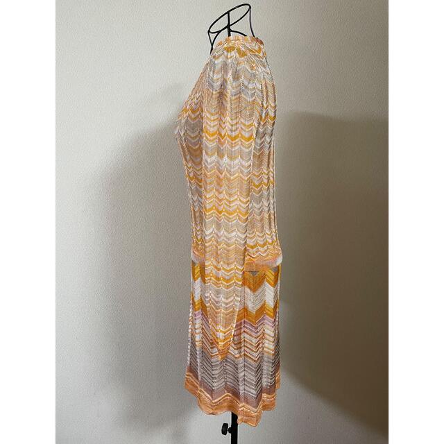 美品】MISSONI ミッソーニ ワンピース オレンジ シルク混 Vネック