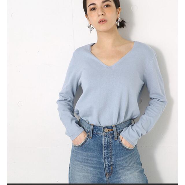 AZUL by moussy(アズールバイマウジー)のAZUL BY MOUSSY ウォッシャブルコットンVネックニットプルオーバー レディースのトップス(ニット/セーター)の商品写真