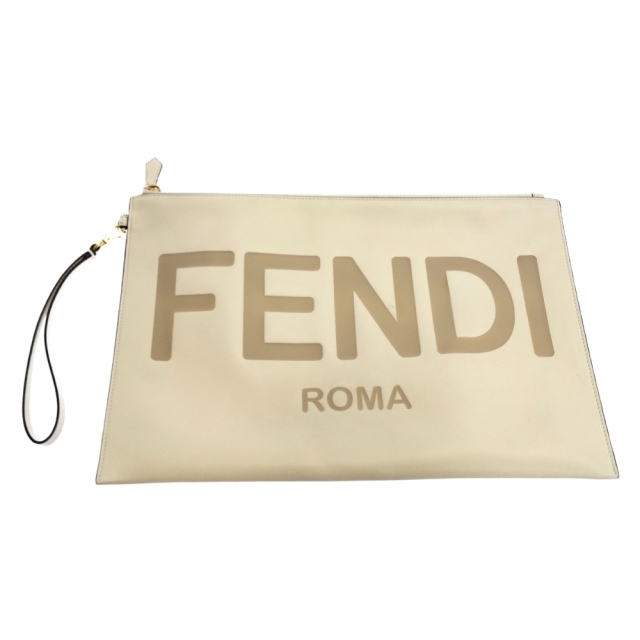 FENDI フェンディ フラットスリムクラッチラージ レザーロゴクラッチ