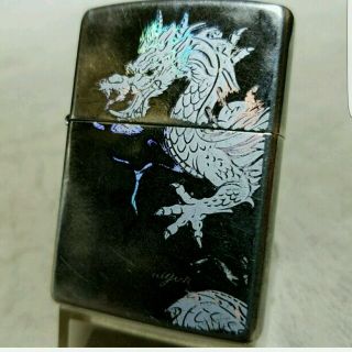 ジッポー(ZIPPO)の厳選中古❤11G'Zippoブラックチタン❤ドラゴンフォログラム❤送料無料❤(タバコグッズ)