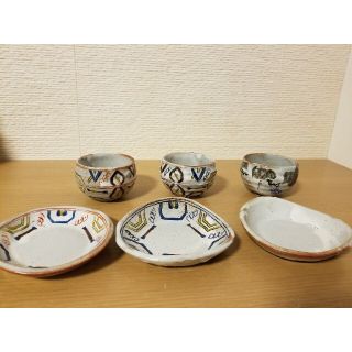 クタニセイヨウ(九谷青窯)の九谷焼 　九谷喜昭等　いっぷく碗　3客　茶碗　皿(食器)