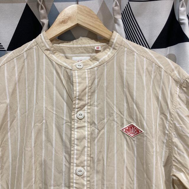 DANTON(ダントン)のDANTON　 バンドカラーシャツ JD-3561 ベージュ ストライプシャツ メンズのトップス(シャツ)の商品写真