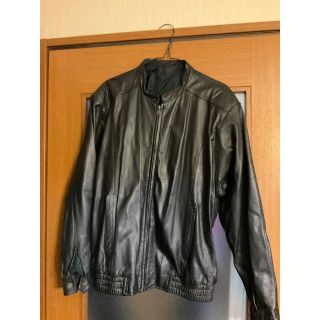 レザージャケット【牛革、立襟、ブラック、L〜LL】値引。(レザージャケット)
