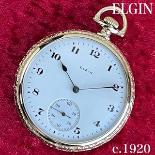 エルジン(ELGIN)の【奇跡の輝き!1920年エルジン懐中時計】OH済16Sゴールド手巻きオープン(その他)