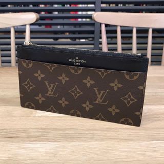 ルイヴィトン(LOUIS VUITTON)の超美品 ルイヴィトン 現行 モノグラム スリムパース 長財布 ポーチ ブラック(財布)