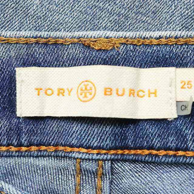 Tory Burch(トリーバーチ)のトリーバーチ デニムパンツ ジーンズ ロング 刺繍 フリンジ 25 XS 水色 レディースのパンツ(デニム/ジーンズ)の商品写真