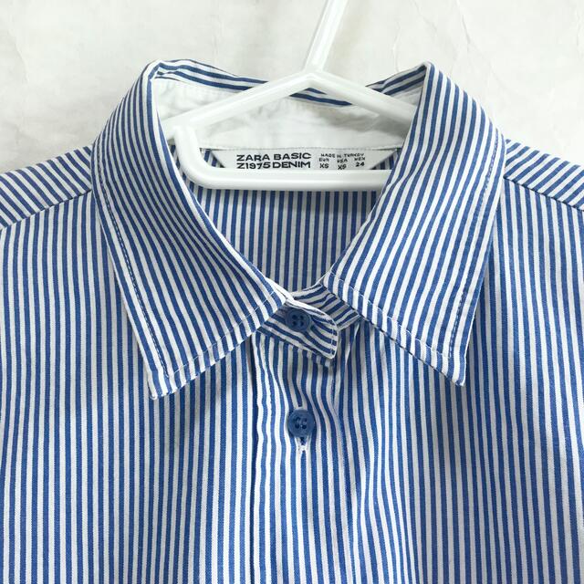 ZARA(ザラ)の美品★ZARA ギャザースリーブストライプシャツXS/ブルー×ホワイト/オフィス レディースのトップス(シャツ/ブラウス(長袖/七分))の商品写真