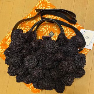 ジャマンピュエッシュ(JAMIN PUECH)の【美品】JAMIN PUECHラフィア素材バッグ　黒(その他)