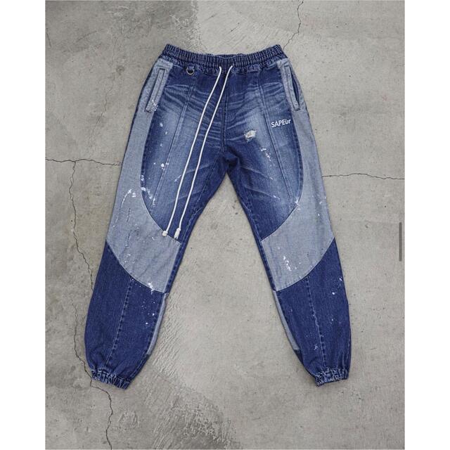 SAPEUR デニムトラックパンツ ダメージ ヴィンテージ SAPEUR デニムトラックパンツ ダメージ ヴィンテージ