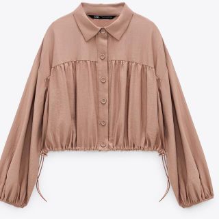 ザラ(ZARA)の【ZARA】クロップド ギャザーシャツ(シャツ/ブラウス(長袖/七分))